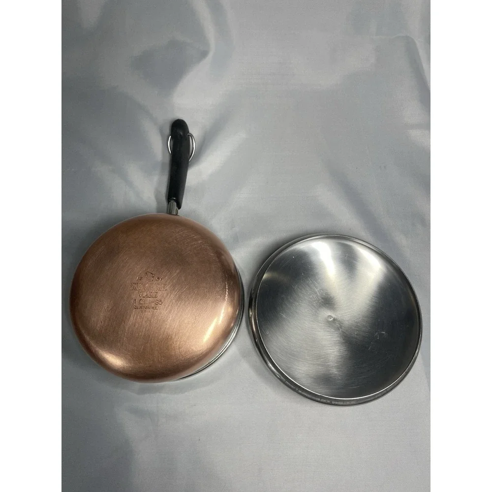 Revere Ware 1 Qt 1801 Saucepan w/ Lid Copper Bottom Cookware Sauce Pan Pot